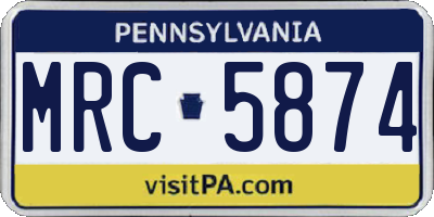 PA license plate MRC5874