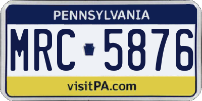 PA license plate MRC5876