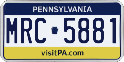 PA license plate MRC5881