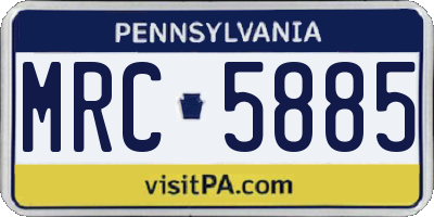 PA license plate MRC5885