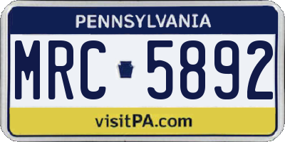 PA license plate MRC5892