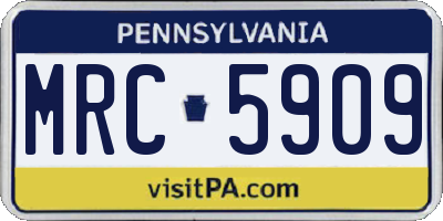 PA license plate MRC5909