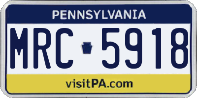 PA license plate MRC5918