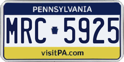 PA license plate MRC5925