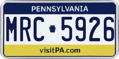 PA license plate MRC5926