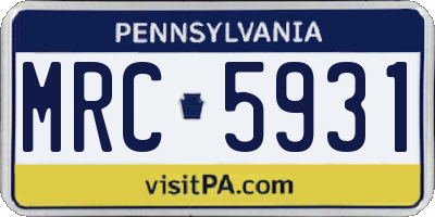 PA license plate MRC5931