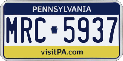 PA license plate MRC5937