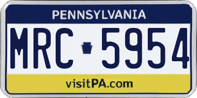 PA license plate MRC5954