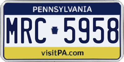 PA license plate MRC5958