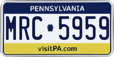 PA license plate MRC5959