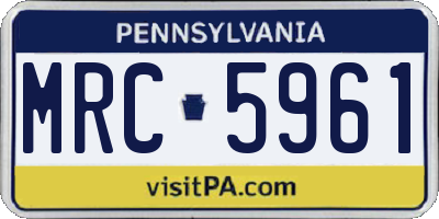 PA license plate MRC5961