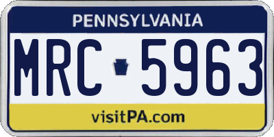 PA license plate MRC5963