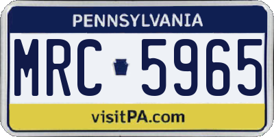 PA license plate MRC5965