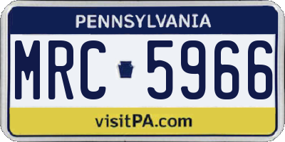 PA license plate MRC5966