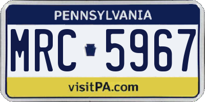 PA license plate MRC5967