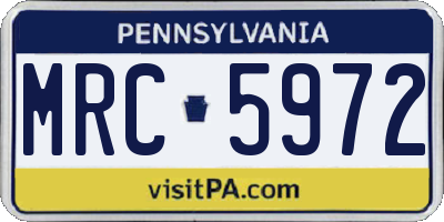 PA license plate MRC5972