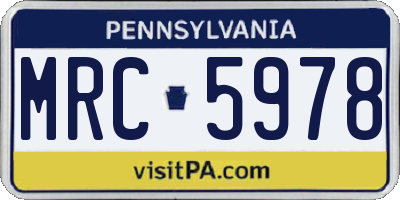 PA license plate MRC5978