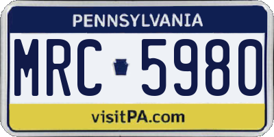 PA license plate MRC5980