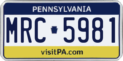 PA license plate MRC5981