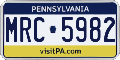 PA license plate MRC5982