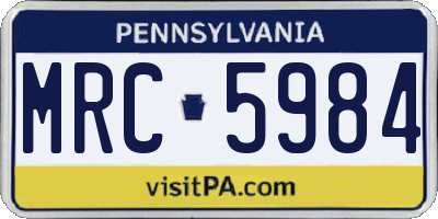 PA license plate MRC5984