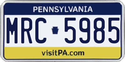 PA license plate MRC5985