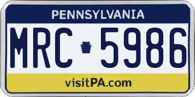 PA license plate MRC5986