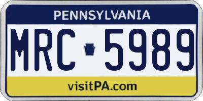 PA license plate MRC5989