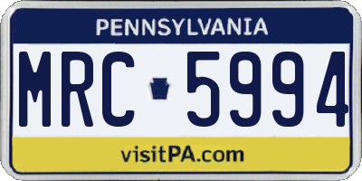PA license plate MRC5994