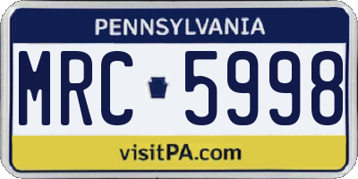 PA license plate MRC5998