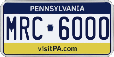 PA license plate MRC6000