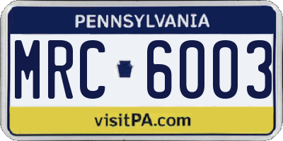 PA license plate MRC6003