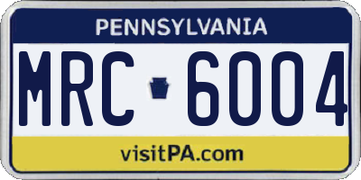 PA license plate MRC6004