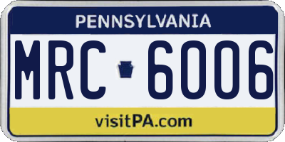 PA license plate MRC6006