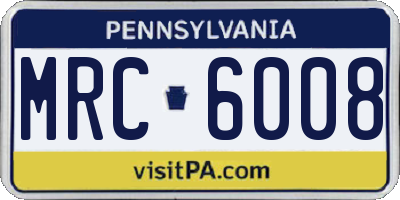 PA license plate MRC6008