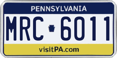 PA license plate MRC6011