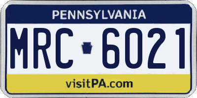 PA license plate MRC6021