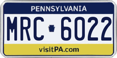 PA license plate MRC6022