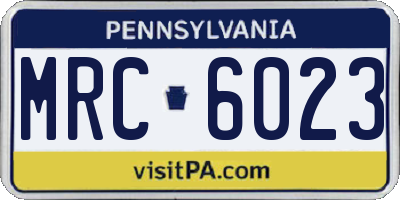 PA license plate MRC6023