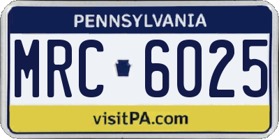 PA license plate MRC6025