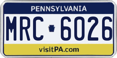 PA license plate MRC6026