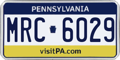 PA license plate MRC6029