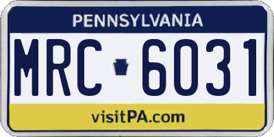 PA license plate MRC6031