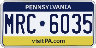 PA license plate MRC6035