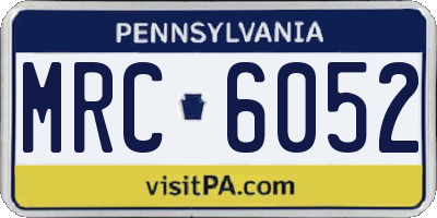PA license plate MRC6052