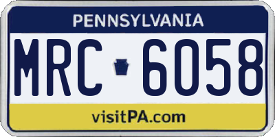 PA license plate MRC6058
