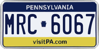 PA license plate MRC6067