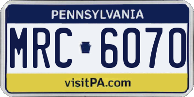 PA license plate MRC6070
