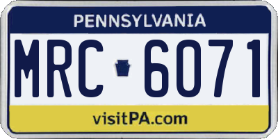 PA license plate MRC6071