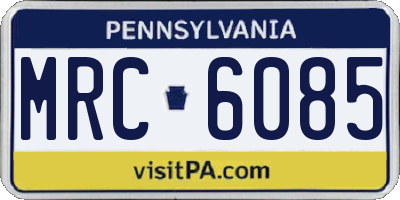 PA license plate MRC6085